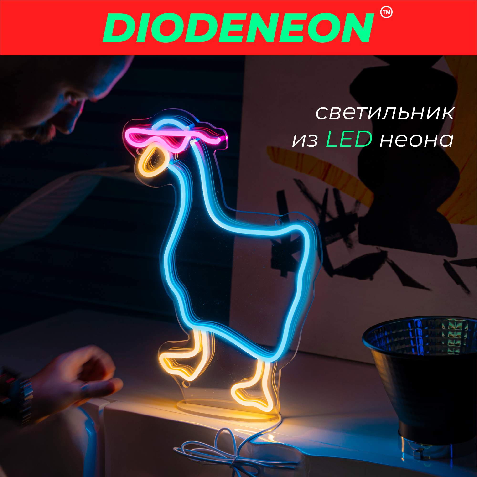 Неоновый LED светильник DIODENEON Крутой гусь 5300₽