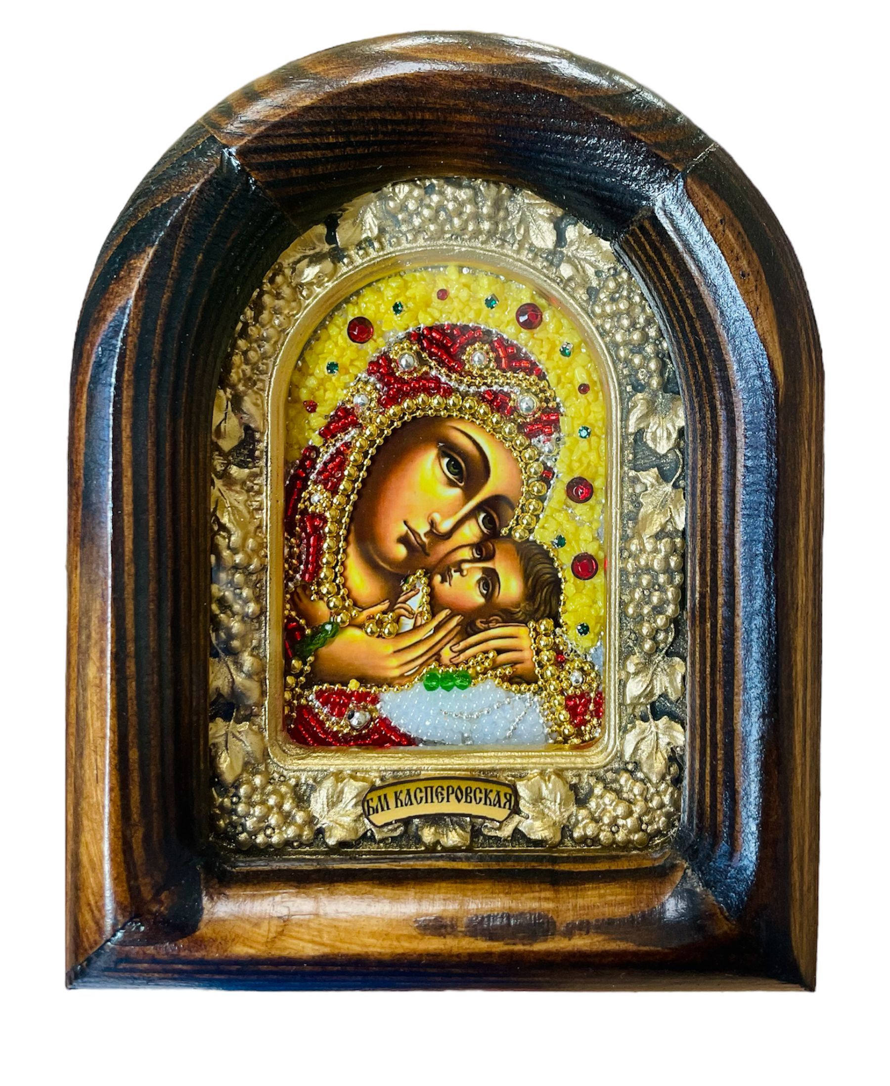 Икона Дивеевская Пресвятой Богородицы Касперовская, из бисера, ручная работа, 11х14 см