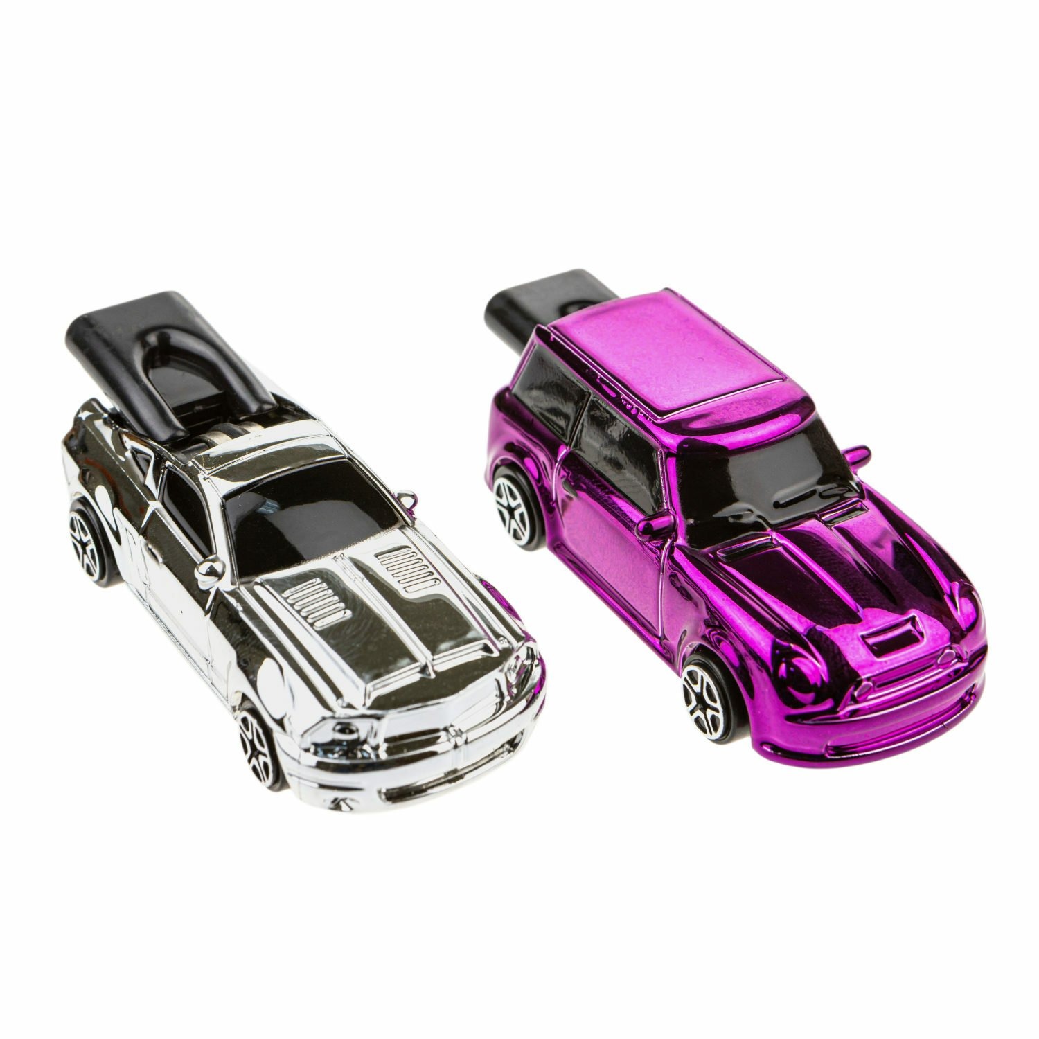Машинка 1toy Свист-авто металлик+розовая 8 см * 2 шт., ассорт. Т20975-1