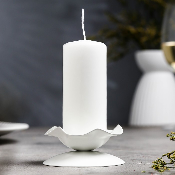 

Подсвечник металл на 1 свечу Кувшинка Н, 3,5х7,3 см, белый