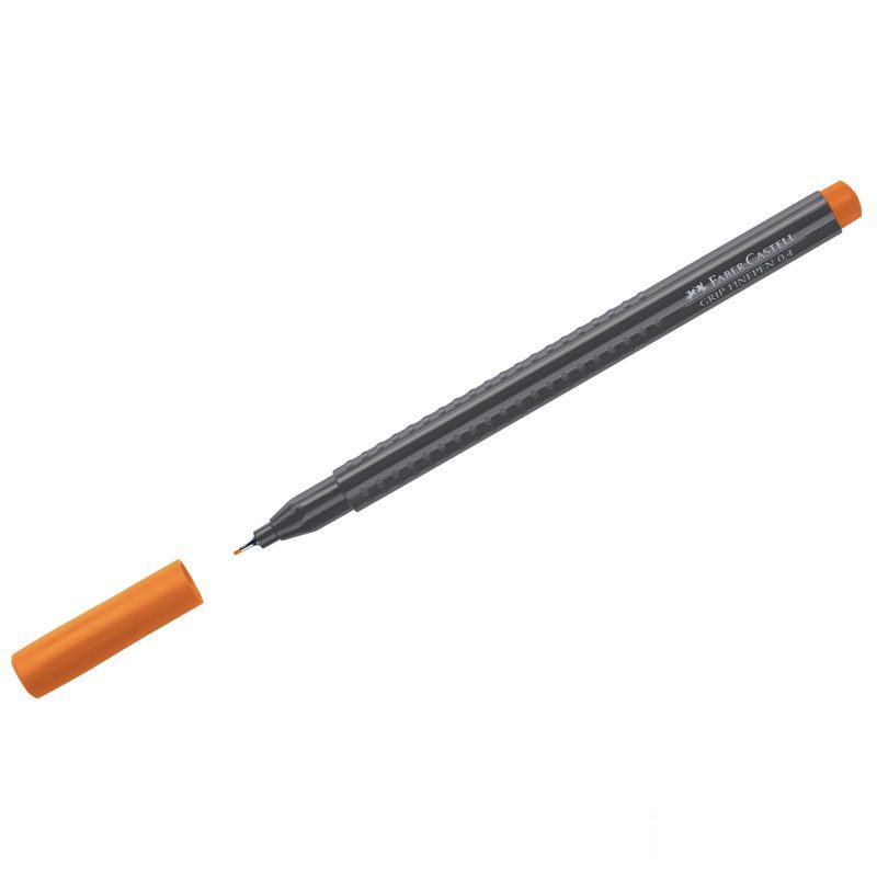 Ручка капиллярная Faber-Castell Grip Finepen (04мм, трехгранная) оранжевая, 10шт (151615)