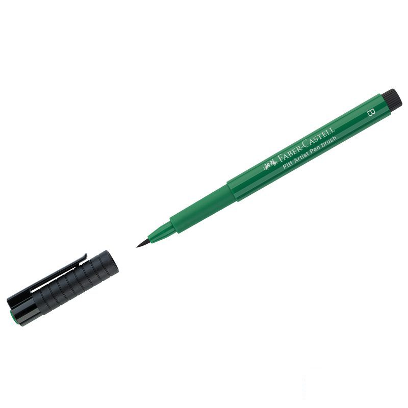 Ручка капиллярная Faber-Castell Pitt Artist Pen Brush 264 темно-зеленая, 10шт