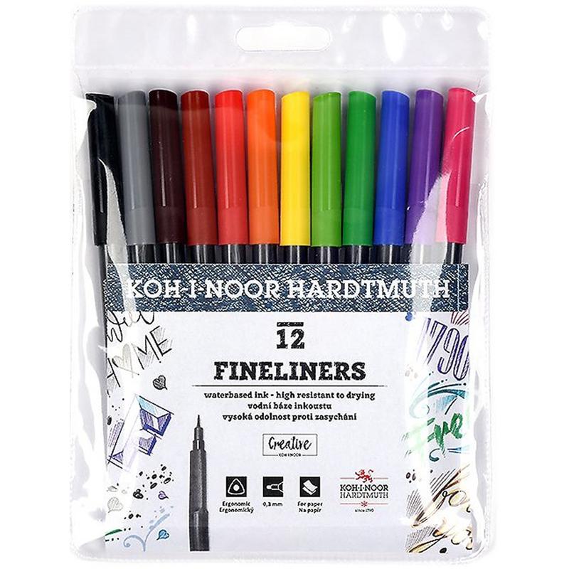 

Набор линеров Koh-I-Noor Fineliners (0.3мм, 12 цветов) 12шт., 12 уп.