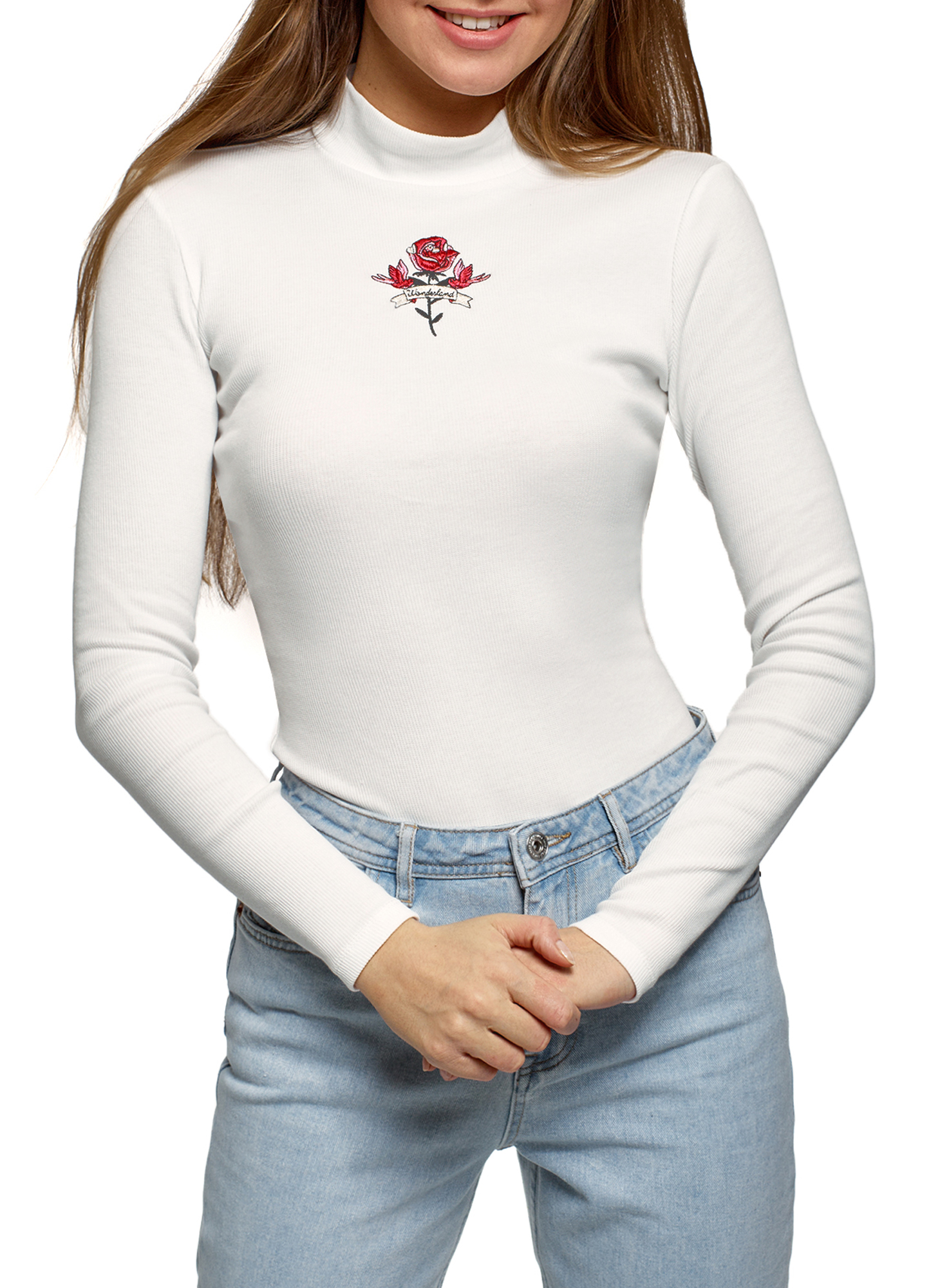 

Водолазка женская oodji 15E11009-7 белая XS, Белый, 15E11009-7