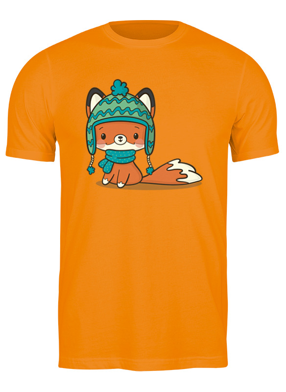 

Футболка мужская Printio Fox here оранжевая XL, Оранжевый, Fox here