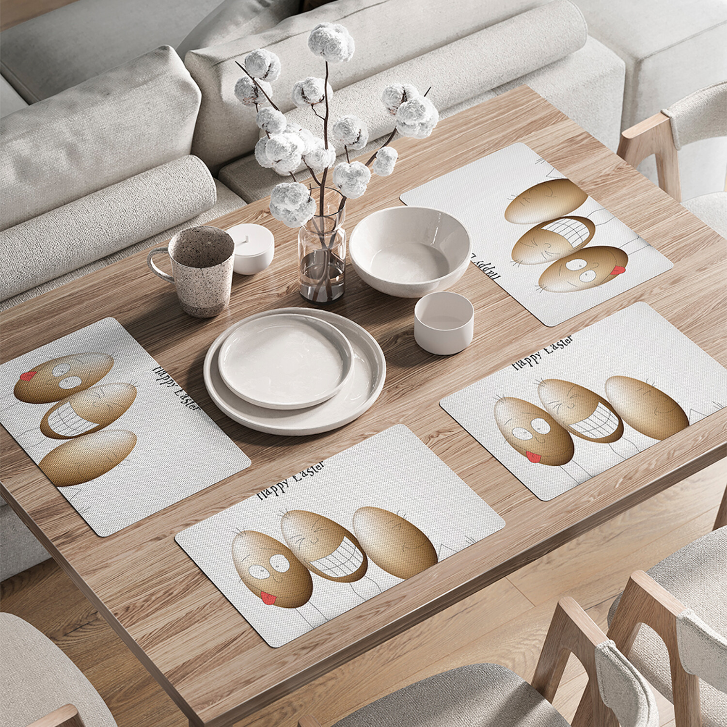 

Комплект тканевых салфеток JoyArty Веселые яйца для сервировки стола 46x30 см, 4шт, Красный, Веселые яйца