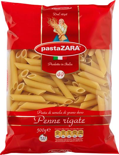 

Макаронные изделия Pasta Zara № 49 Penne Rigate перья рифленые 500 г