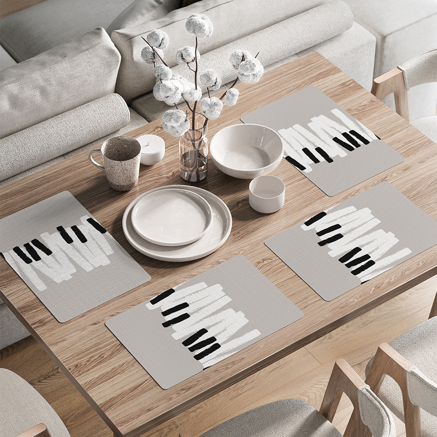 

Комплект тканевых салфеток JoyArty Кривые клавиши для сервировки стола 46x30 см, 4шт, Серый, Кривые клавиши