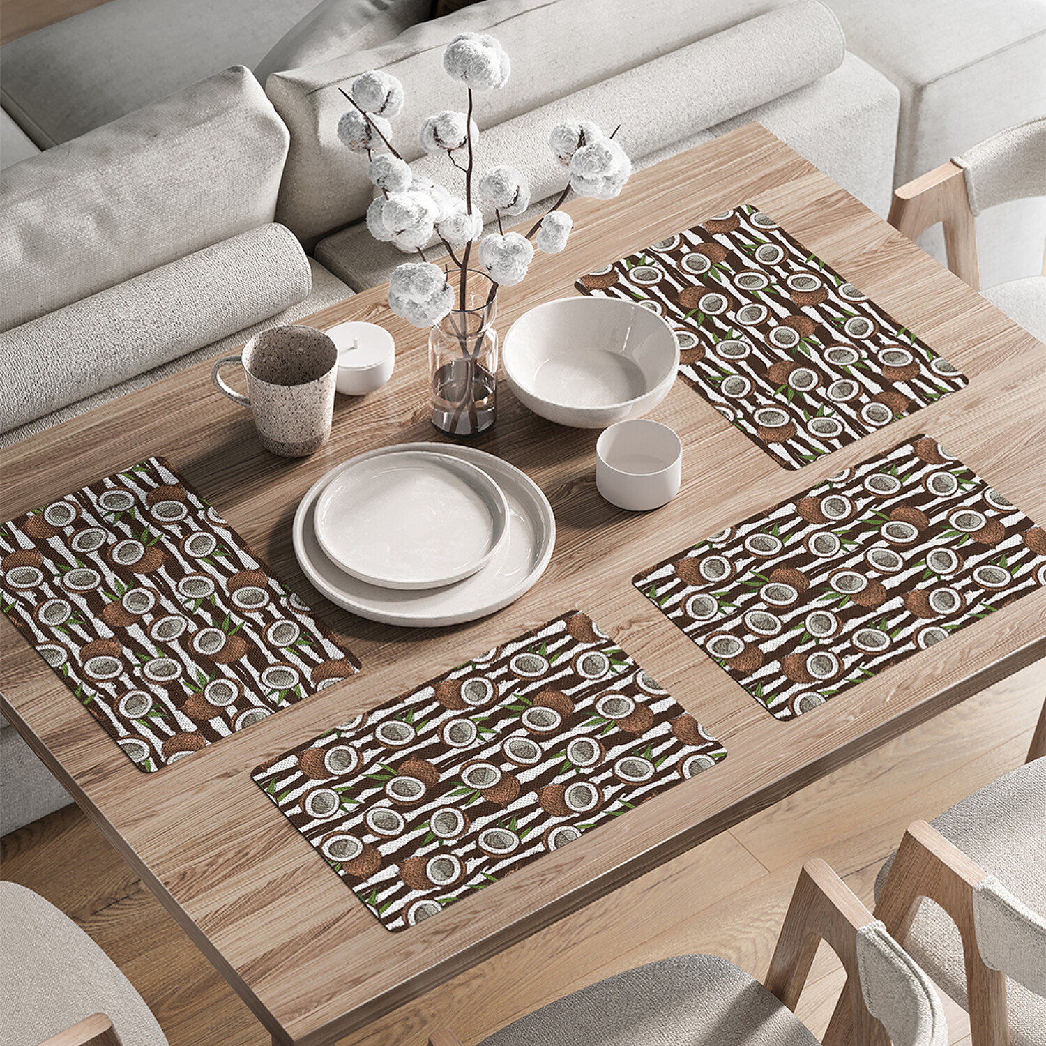 

Комплект тканевых салфеток JoyArty Кокосовые грядки для сервировки стола 46x30 см, 4шт, Коричневый, Кокосовые грядки