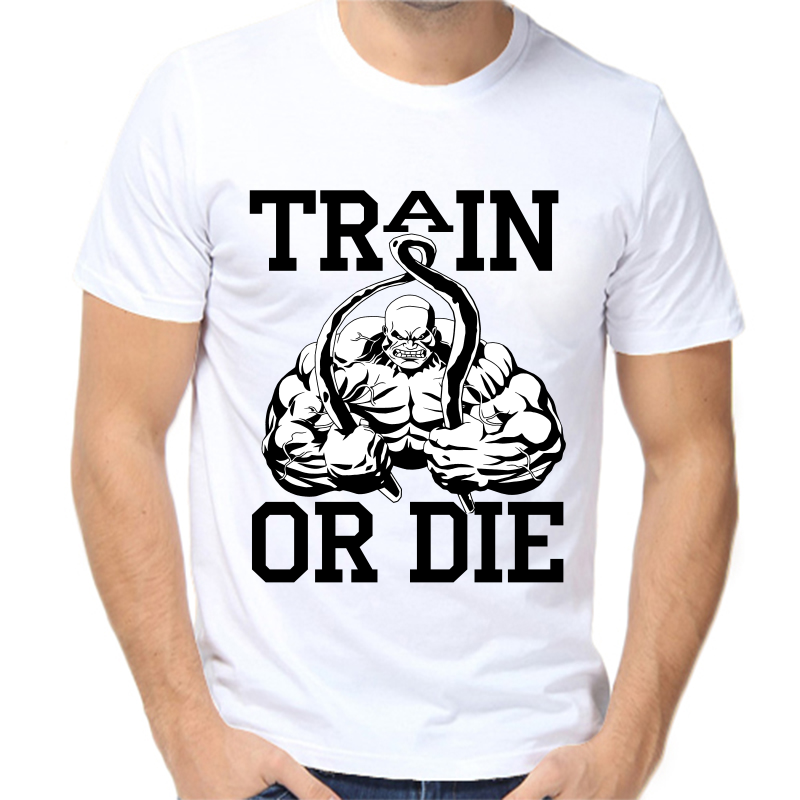 

Футболка мужская белая 56 р-р train or die, Белый, fm_train_or_die
