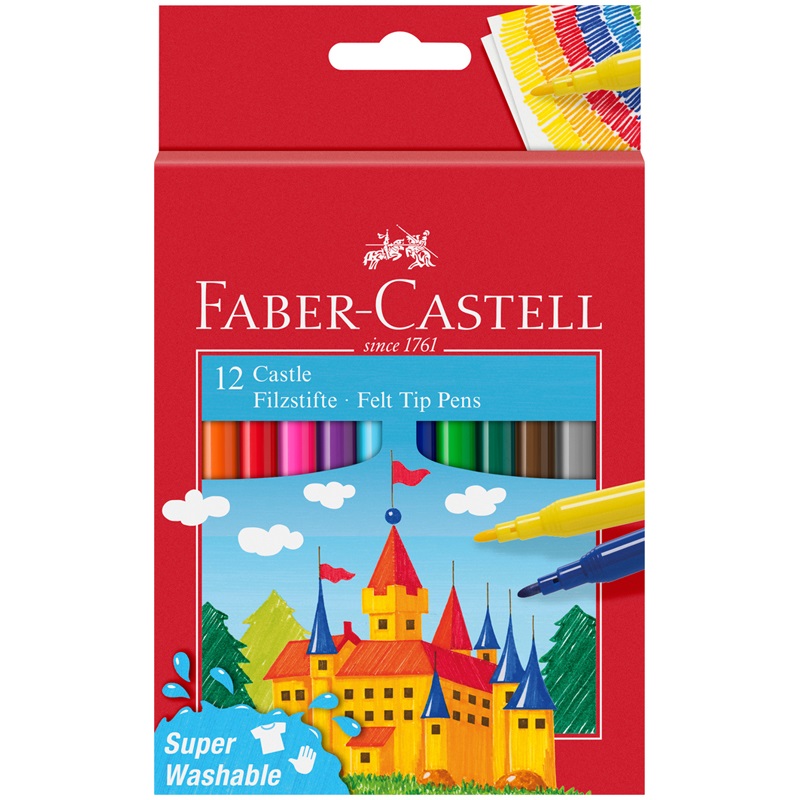 

Набор фломастеров 12 цветов Faber-Castell "Замок" (смываемые) картон (554201), 10 уп., Разноцветный