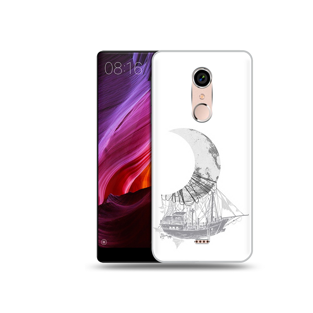 

Чехол MyPads Tocco для BQ 5050 Strike черно белый корабль полумесяц, Прозрачный, Tocco