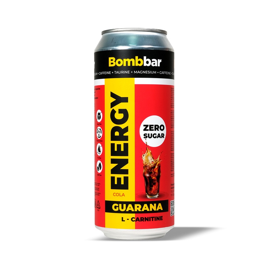 Энергетик напиток без сахара с Л-карнитином BOMBBAR ENERGY (Кола) 24шт по 500мл