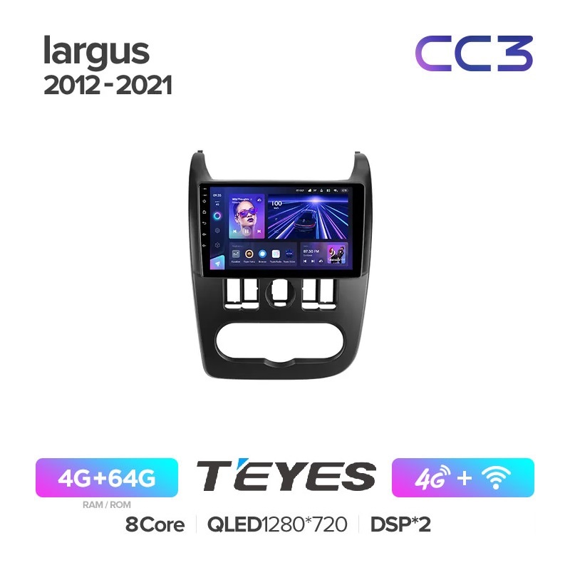 

Магнитола Teyes CC3 4/64 LADA largus 2012 - 2021 9", CC3