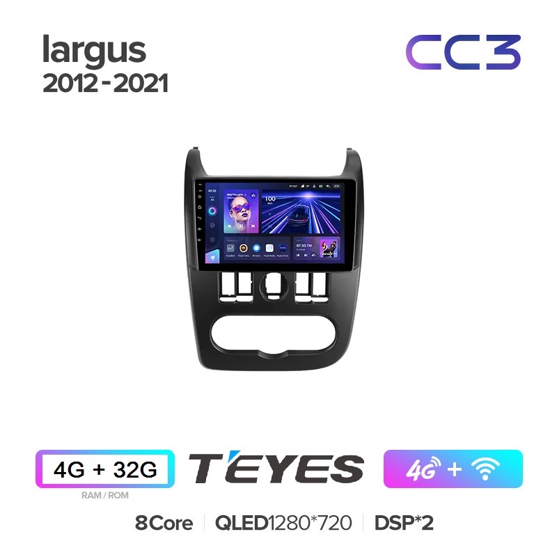 

Магнитола Teyes CC3 4/32 LADA largus 2012 - 2021 9", CC3