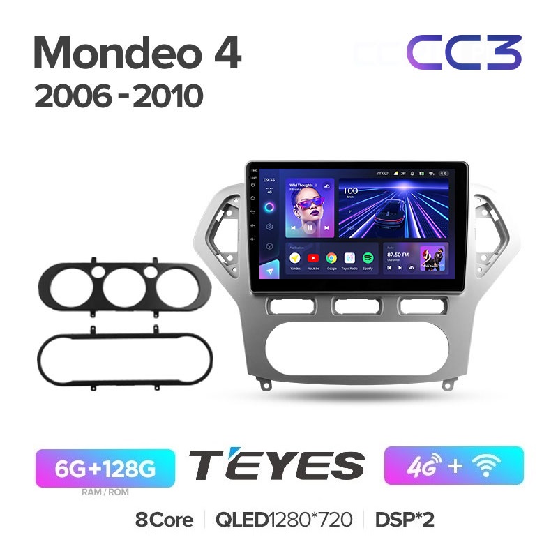

Магнитола Teyes CC3 6/128 Ford Mondeo 4 2006-2010 10" дорестайлинг, CC3