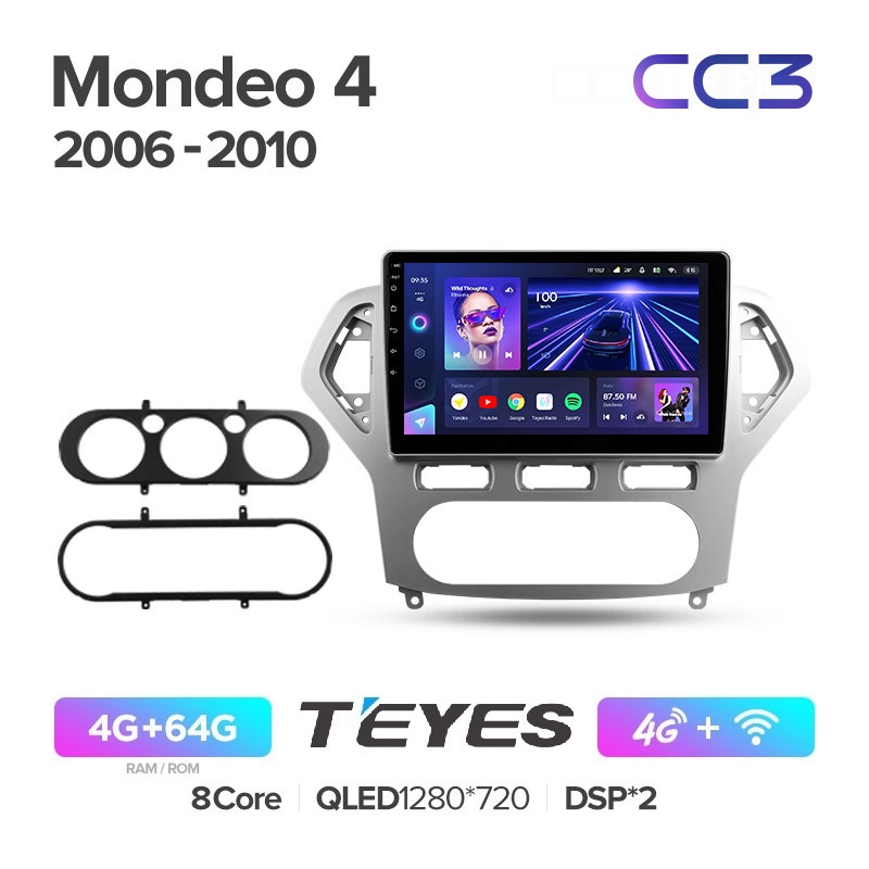 

Магнитола Teyes CC3 4/64 Ford Mondeo 4 2006-2010 10" дорестайлинг, CC3
