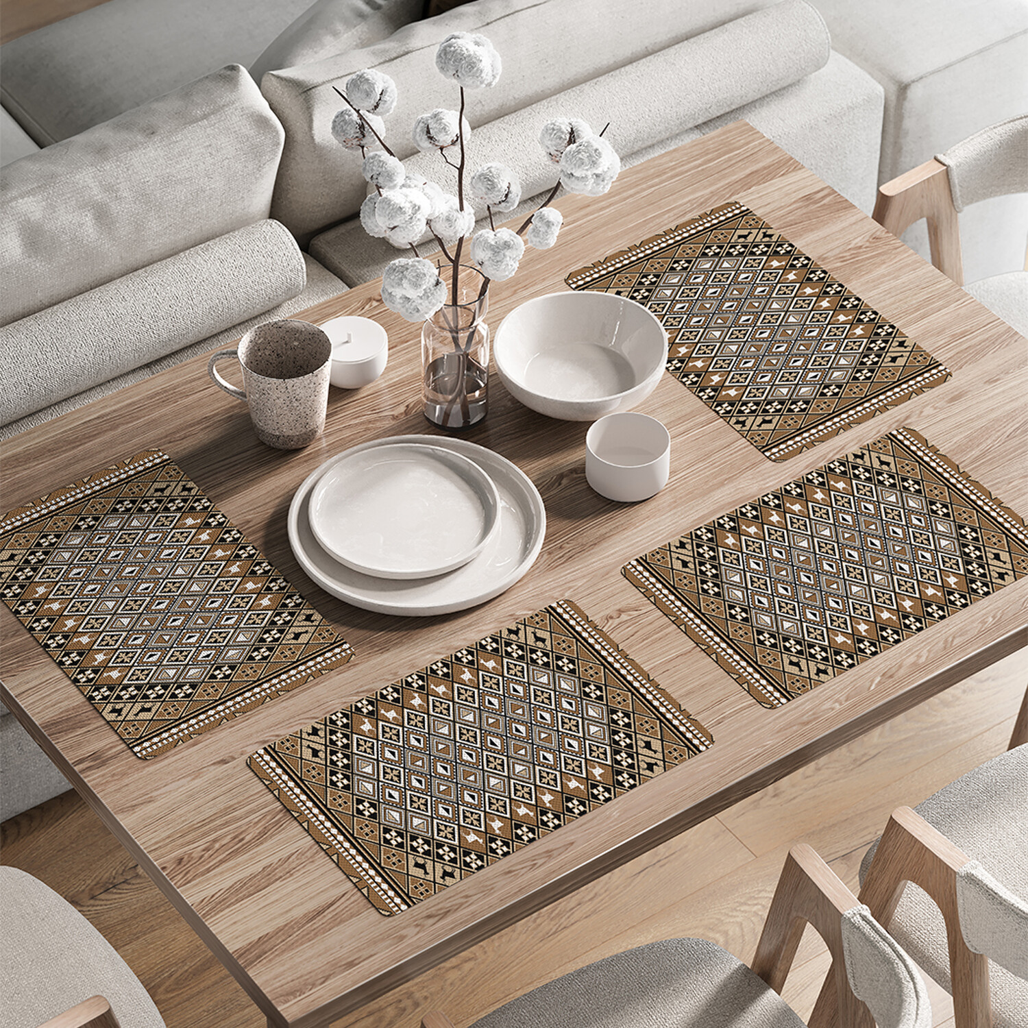 

Комплект салфеток JoyArty Ковер с орнаментальными ромбами для сервировки 46x30 см, 4шт, Черный, Ковер с орнаментальными ромбами