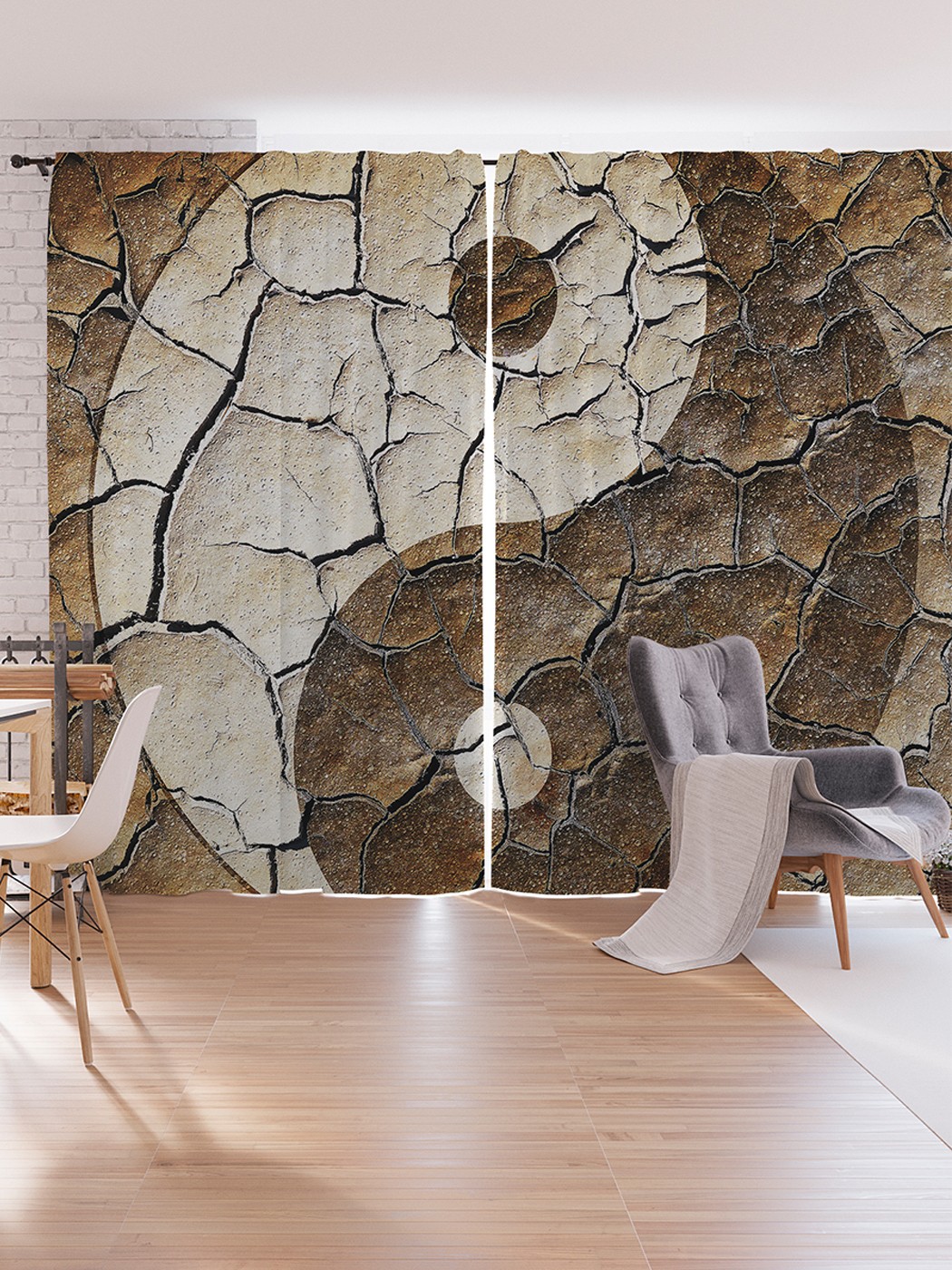 

Шторы под лён JoyArty "Трещины на Инь и ян", серия Oxford DeLux, 340х265 см, Трещины на Инь и ян