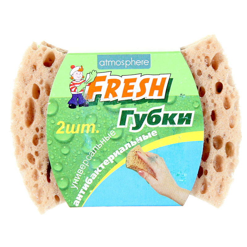 Губки Atmosphere Fresh антибактериальные, универсальные, поролоновые, 2 шт.