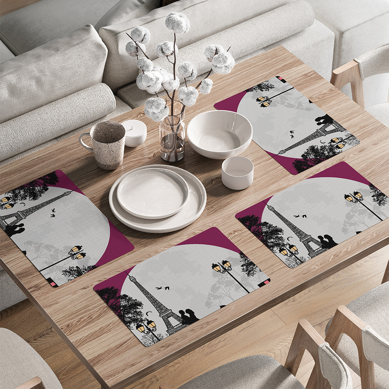 

Комплект тканевых салфеток JoyArty Романтический Париж для сервировки стола 46x30 см, 4шт, Фиолетовый, Романтический Париж