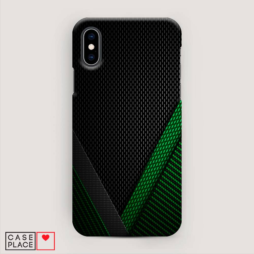 

Пластиковый чехол "Зеленый карбон" на Apple iPhone XS (10S), 11820-2