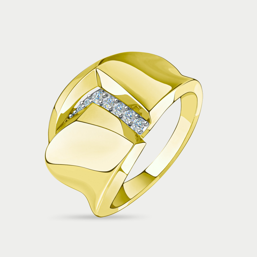 Кольцо из желтого золота р. 19 Sanis 18-118334, фианит