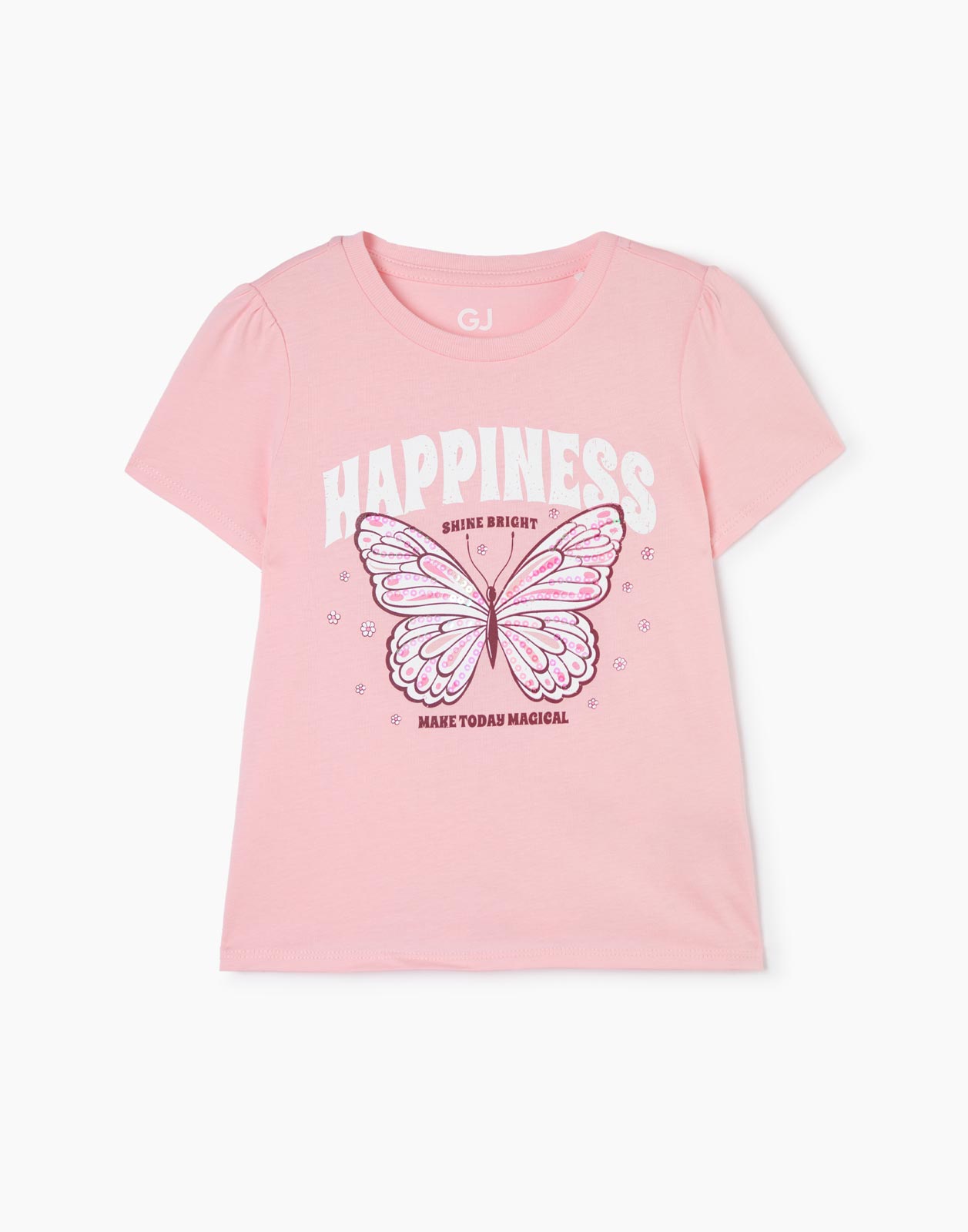 Розовая футболка Straight с принтом для девочки Gloria Jeans 12-18мес/86