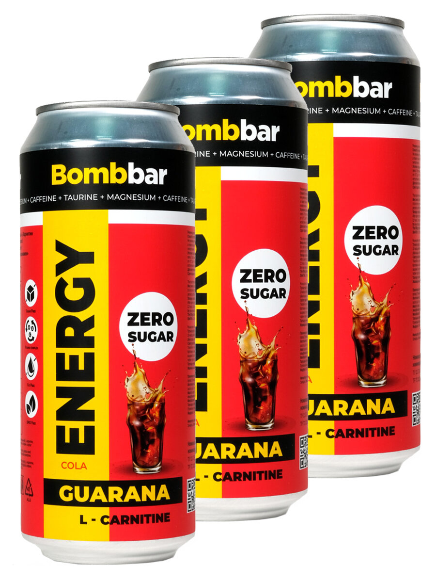 

Энергетик напиток с Л-карнитином BOMBBAR ENERGY (Original) 10шт по 500мл