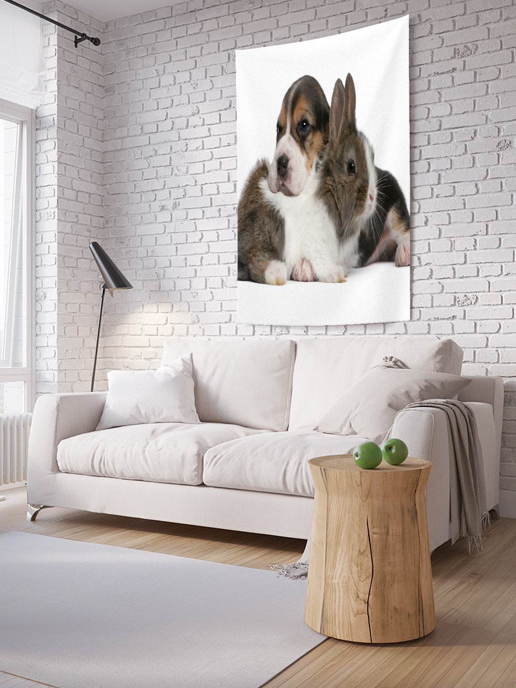 

Вертикальное фотопанно на стену JoyArty Щенок и кролик 100x150 см, Щенок и кролик