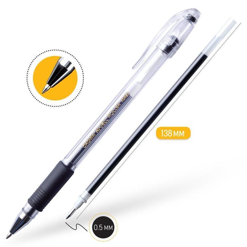 

Ручка гелевая Crown Hi-Jell Grip (0.35мм, черный, резиновая манжетка) 12шт. (HJR-500R)