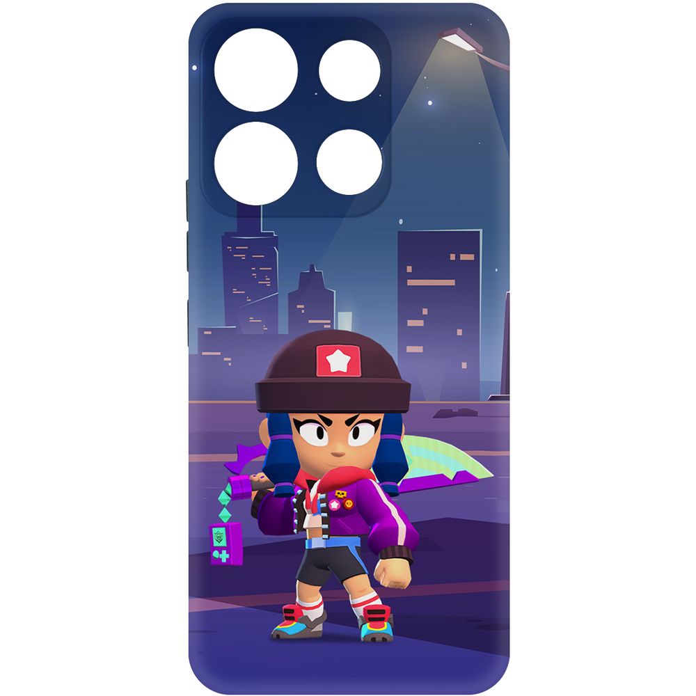 

Чехол-накладка Krutoff Soft Case Brawl Stars - Героиня Биби для Itel A60s черный