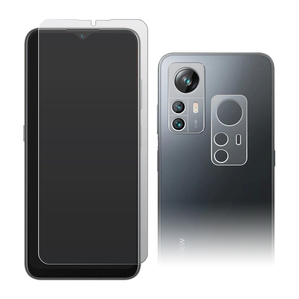 

Стекло защитное гибридное МАТОВОЕ Krutoff для Blackview A85 + защита блока камер 2 шт