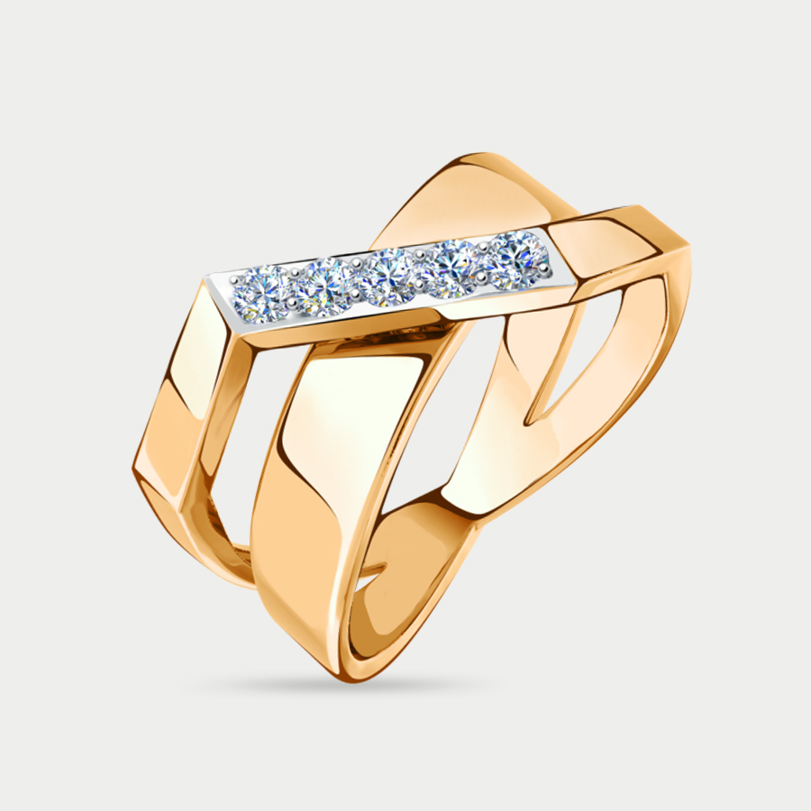 Кольцо из розового золота р. 19,5 Sanis 08-117807, фианит