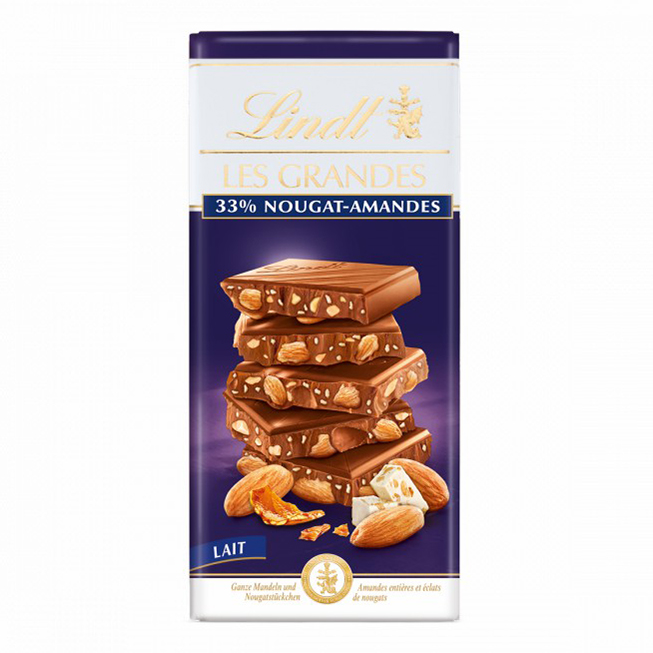 фото Шоколад lindt молочный с нугой и миндалем 150 г