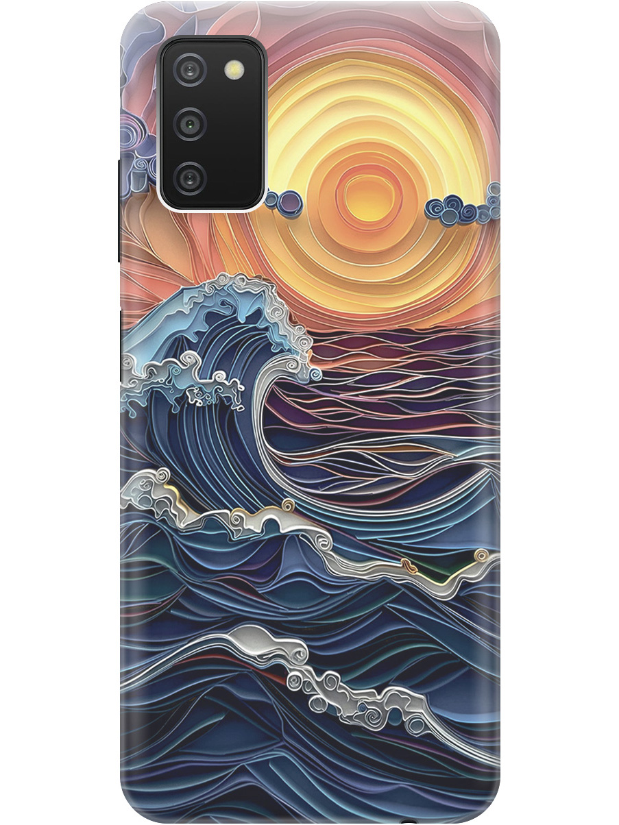 

Силиконовый чехол на Samsung Galaxy A03s с принтом "Волны на закате", Прозрачный;оранжевый;синий, 732241110