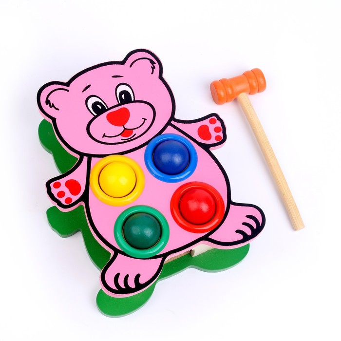 

Деревянная игрушка стучалка «Мишка» 16 × 20 × 9 см, Уценка