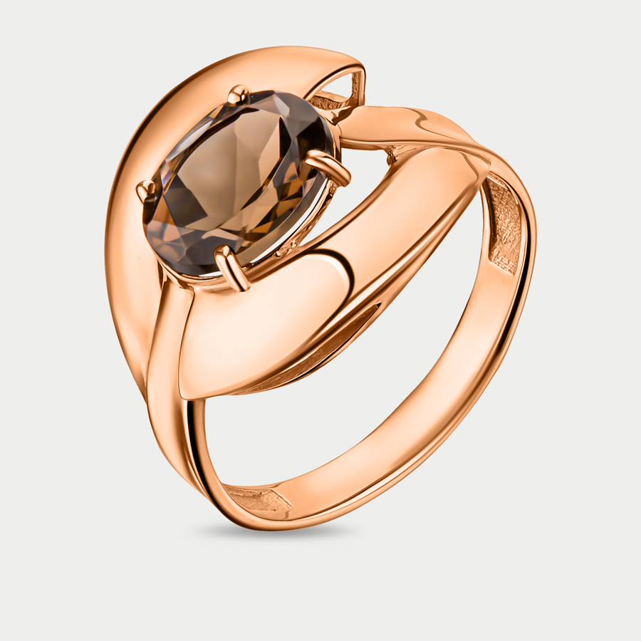Кольцо из розового золота р. 17 МАСКОМ 100-1247_rt-001, раухтопаз
