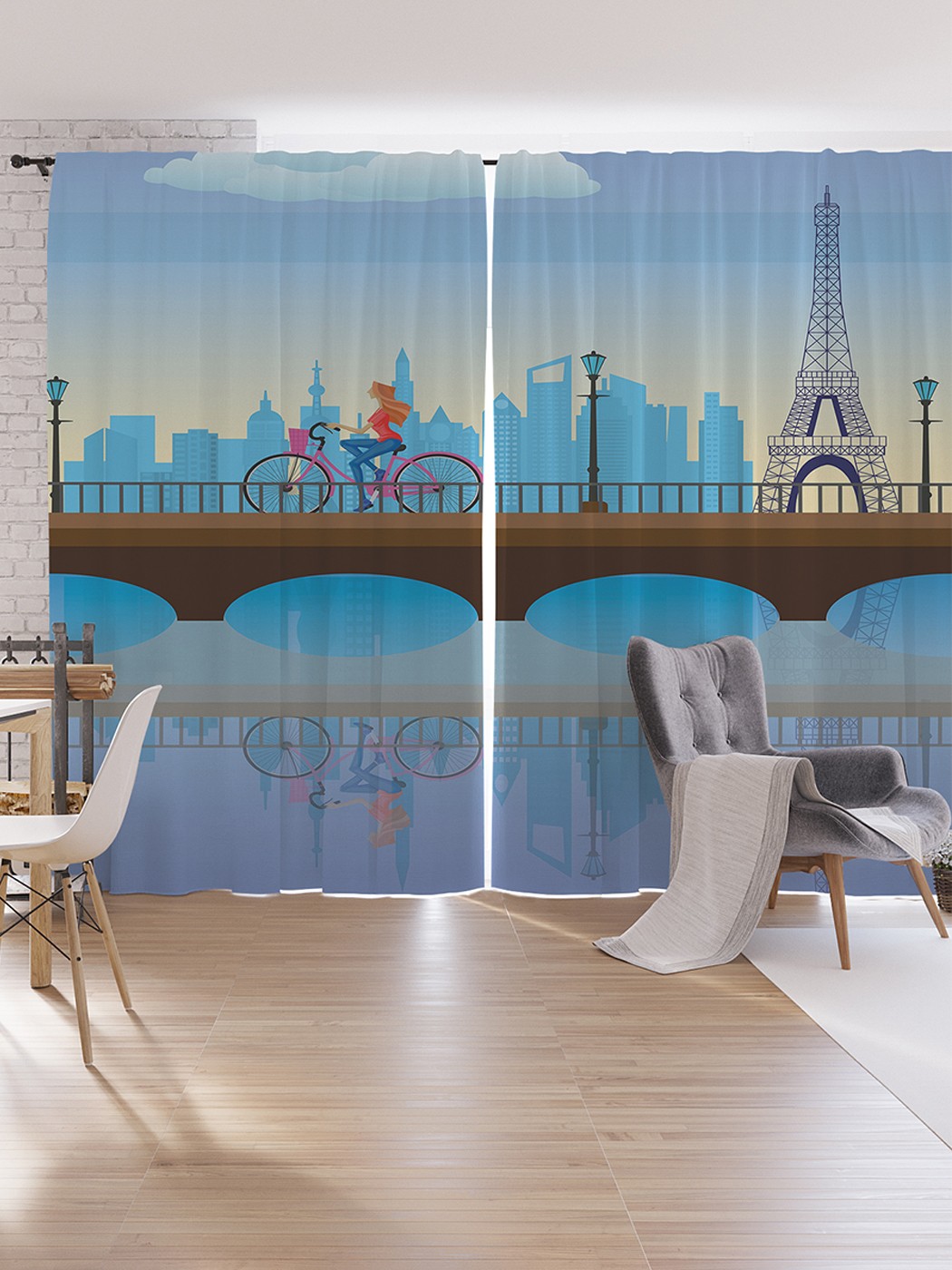 

Шторы под лён JoyArty "По парижскому мосту", серия Oxford DeLux, 340х265 см, По парижскому мосту