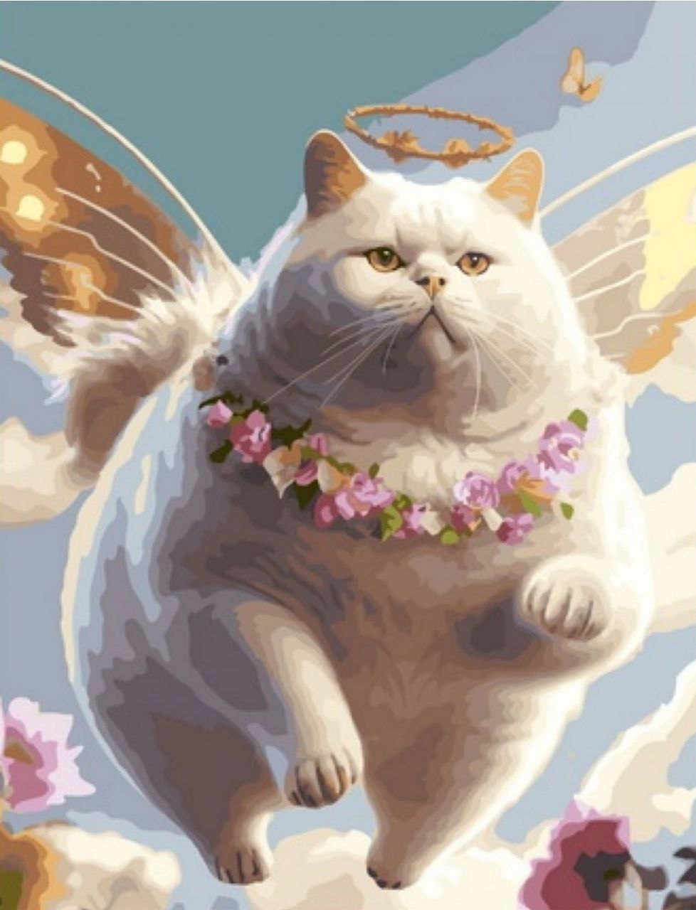 Картина по номерам Paintboy Кошачий ангел, холст на подрамнике 40х50 см, GX46182