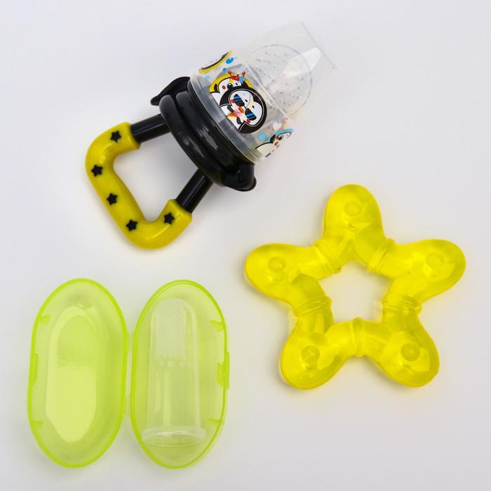 

УЦЕНКА Набор: Ниблер для прикорма, прорезыватель, зубная щётка «Пингвин»