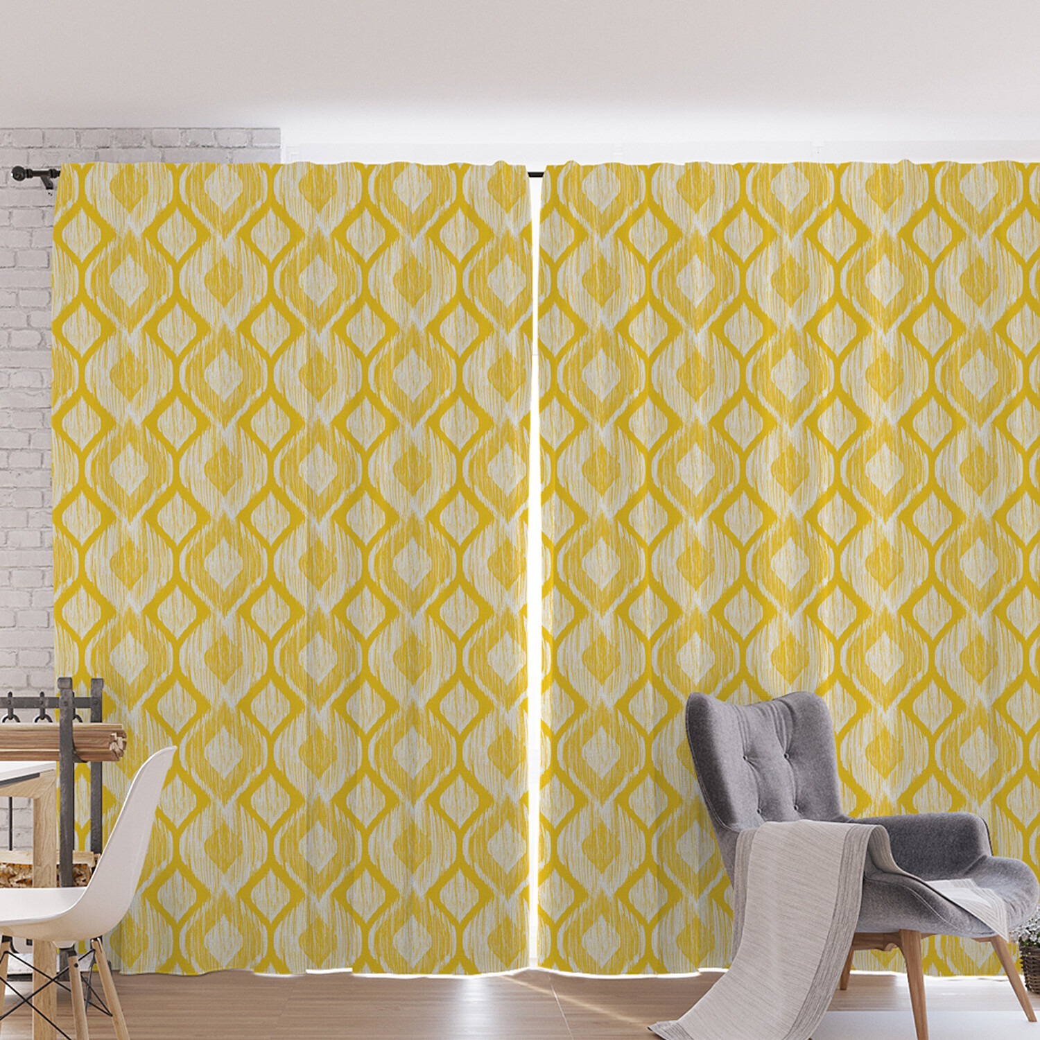 

Шторы под лён JoyArty "Силуэты в ромбах", серия Oxford DeLux, 340х265 см, Силуэты в ромбах