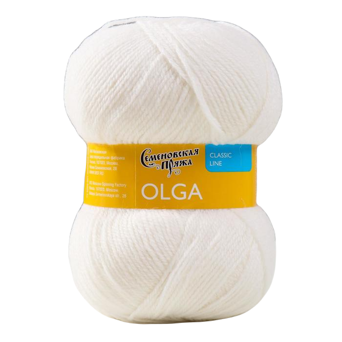 

Пряжа Olga (ОльгаПШ) 50% шерсть, 50% акрил 392м/100гр (964 ультрабелый), Белый, Пряжа для вязания "Ольга полушерсть"