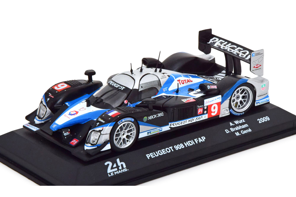 

Peugeot 908 hdi-fap #9 "peugeot sport total" LMP1 winner le mans 2009 gene-wurz -brabham, Черный