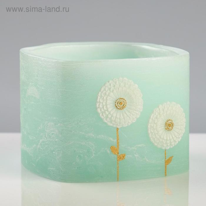 фото Подсвечник / лампион квадратный одуванчики, 13×13×9,5 см, синий trend decor candle