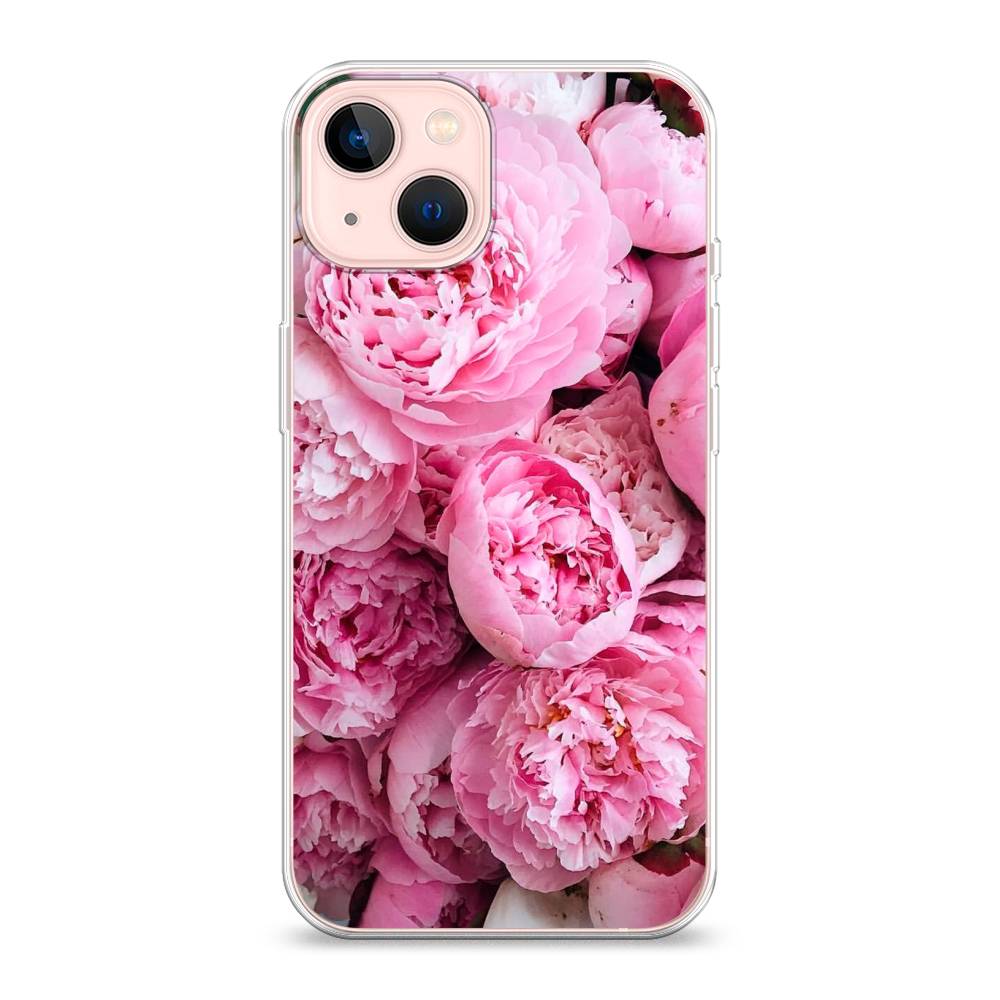 

Чехол на Apple iPhone 13 "Розовые пионы", Бежевый;розовый, 14250-2