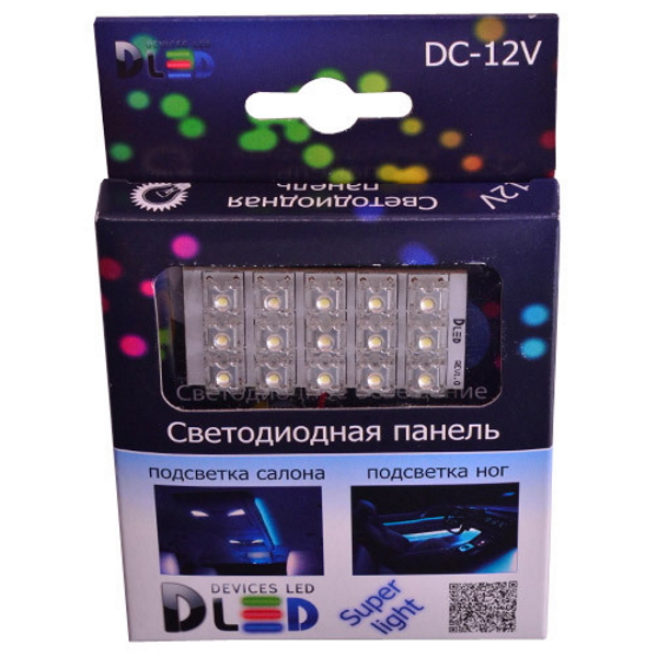 

Светодиодная панель в плафон автомобиля 15 Led Super-Flux