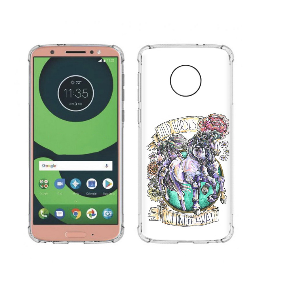 

Чехол MyPads Tocco для Motorola Moto G6 рисунок коней в цветах (PT99805.376.582), Прозрачный, Tocco