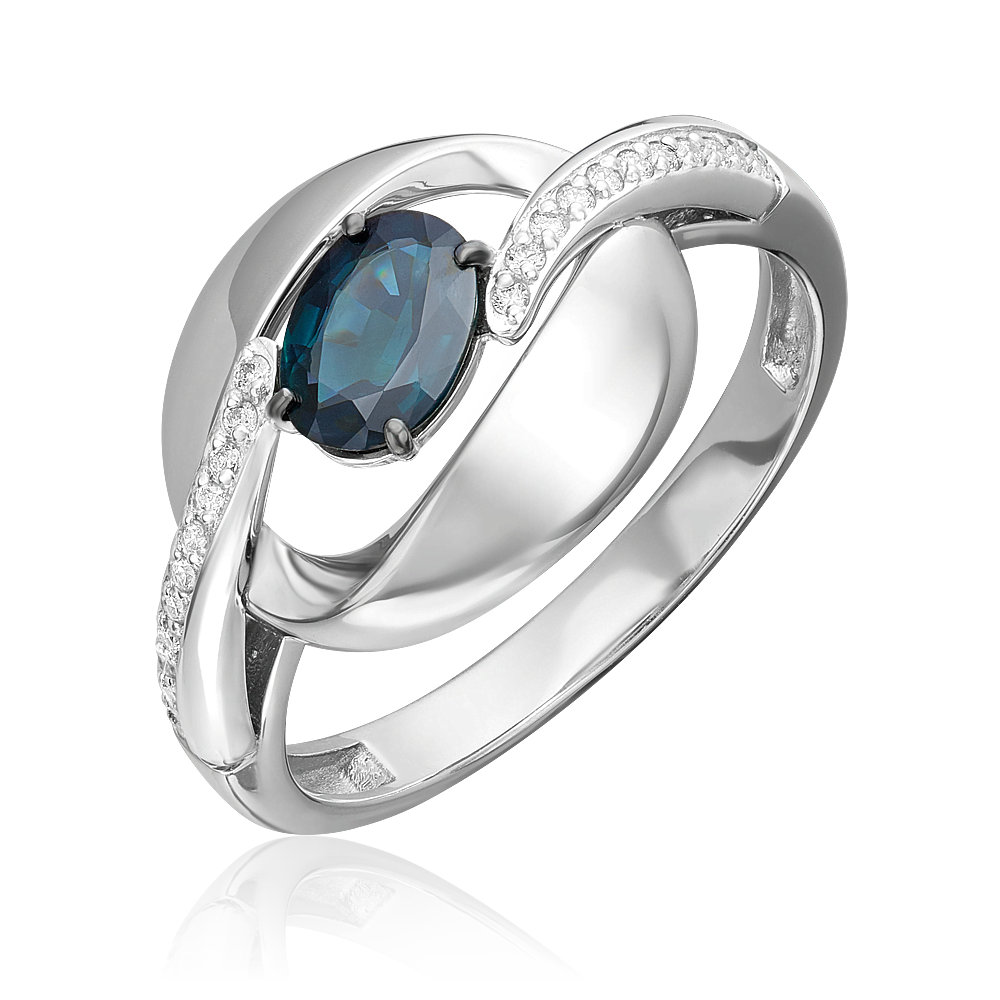 

Кольцо из белого золота р.  PLATINA jewelry 01-5726-00-105-1120, сапфир/бриллиант, 01-5726-00-105-1120