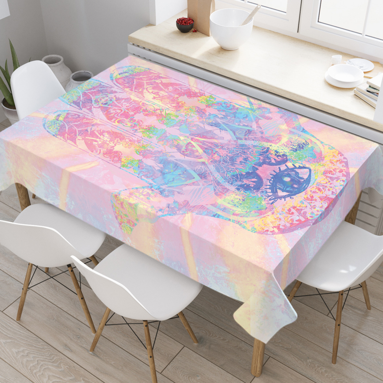 

Скатерть прямоугольная JoyArty "Радужное сияние хамсы" из оксфорда, 120x145 см, Радужное сияние хамсы